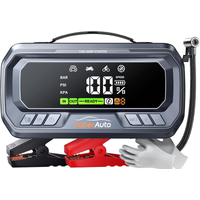 YaberAuto YA90 startaccu met compressor 160 psi 6500 A externe accu 6500 A PD-invoer/-uitvoer voor auto met 3,3-inch LCD-scherm, noodverlichting 600 lumen, starthulpfunctie