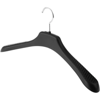 ANQI Wide Shoulder, Anti-Hump Jacket Hanger,Black,Pack of 20