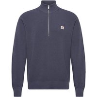 Calvin Klein Men's Cotton Waffle Quarter Zip Jumper - Blue Nomad
