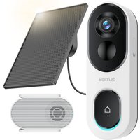 BOTSLAB R810SE 2K Solar Powered Doorbell Camera Wireless, No Subscription Required, WiFi Smart Video Doorbell with Head-to-Toe View, Package Detection, Human Detection, 2-Way Audio, Easy Installation, 2.4GHz WiFi Only
