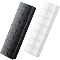 VVM 7-Day Pill Organizer, Weekly Medicine Pill Case, Pills Box for Travel,Suitable for Big Vitamin,Supplements,Fish Oil,Black+White 2PCS