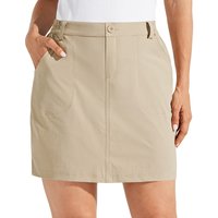 WILLIT Women's Skorts Golf Casual Skort Skirts UPF 50+ Quick Dry Zip Pockets Outdoor Hiking Khaki L