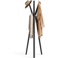 KAPANOU Freestanding Coat Rack with 6 Hooks, Entryway Hall Tree Metal Coat rack for Hat, Purse, Jacket, Umbrella and Accessories, Heavy Duty Aluminum Coat Rack for Bedroom, Office, Black, New Year Sale , Top gift picks