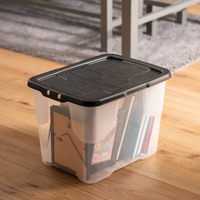 Strata Curve Storage Box & Lid 24L Clear/Black