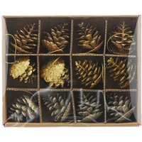 Festive Set Of 12 Pinecones - Copper/Gold