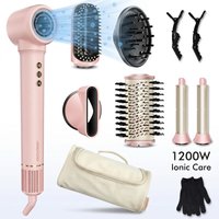 Okaydeer 7-in-1 Föhnborstel en Warmeluchtsstyler - High-Speed Motor 130.000 RPM - Automatische Krulrollers met Negatieve Ionen - Snel Drogen, Anti-Pluis & Geen Warmteschade - Inclusief Opbergtas