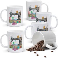 Alphynix 1pc 11oz White Mug with "I'LL BE IN MY office" Pun & Vintage Sewing Machine Design, Whimsical Christmas or Thanksgiving Gift for Crafters