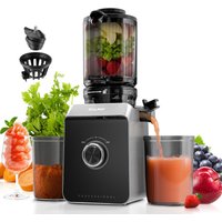 Rouny Slow Juicer, Cold Press Extractor with 130mm Large Feed Chute, Filter-Free Easy Clean Design, Pure Copper Motor, Fruit Ice Cream Function, Black, FF Pro Max