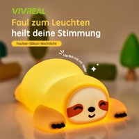 Vivreal Sloth LED-nachtlampje A046 - oplaadbaar, 3 dimstanden, USB-C-opladen, zachte silicone, ABS & PP, warmgeel