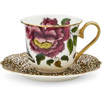 Spode Creatures of Curiosity Fluted Tea Cup and Saucer - White/Leopard