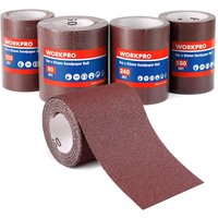 WORKPRO schuurpapierrollen, 4 stuks, 93 mm x 5 m, korrel 60/120/180/240, voor handschuurmachines, excenterschuurmachines, hout, metaal en verf
