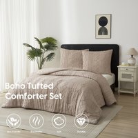Meeallhome vierseizoenen gewatteerde dekbedset, inclusief dekbed 260 x 240 cm + twee kussenslopen 65 x 65 cm, kaki