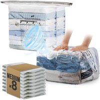 TAILI 8 Pack Cube Vacuum Storage Bags, Medium Size (25x19x11 inch), Vacuum Seal Bags for Clothing, Travel Compression Packing for Clothes, Blankets, Baby Clothes, Travel Accessories