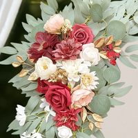 Wei's Moment Wedding Arch Flowers (Pack of 1), Artificial Burgundy Wedding Flowers for Wedding Welcome Signs Decorations and Arch Flower for Wedding Ceremony Reception (Burgundy & Blush)