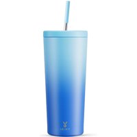 Meoky 24 oz insulated tumbler, with lid and straw, stainless steel vacuum insulation, keeps cold for 24 hours, 100% leak proof, fits in car cup holder, sky color, New Year Sale , Top gift picks