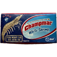 Champmar Head-on Shell-on 40-50/kg Block Raw Prawns 2kg