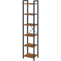 Ochama 6-Tier Bookshelf, Bookcase, Shelving Unit, for Office, Study, Living Room and Bedroom, 30 x 40 x 187.5 cm, Industrial, Rustic Brown and Black