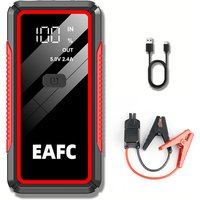EAFC 2000A Draagbare Jumpstarter met 10000 mAh Accu - 12 V Nood Auto Accu Booster, LED Zaklamp, Veiligheidsklemmen voor Benzinemotoren en Dieselmotoren