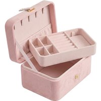Ochama Portable Jewelry Box, Travel Jewelry Case, 2-Layer Jewelry Organizer, for Larger Accessories, PU Surface, Gift, Pink
