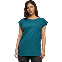 Dames extra lange schouder T-shirt teal L
