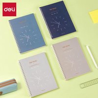 Deli spiraalnotitieboek, A5 (148x210mm), 80 vellen/160 pagina’s, 70gsm – ideaal voor studenten, kantoor en journaling, Pure Time-serie, 4-pack