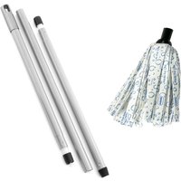 Addis Cloth Mop with 3 Pc Handle - Blue/White/Grey