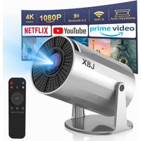 【Lite Entertainment | Upgraded version】XBJ Portable Silver Projector with WiFi 6 & Bluetooth 5.2, Smart Mini Projector,1080P HD (4K Decoding), Android 11 System, Auto Keystone + 180° Rotatable, 200 ANSI, 30-150" Screen for Bedroom/Indoor/Outdoor/Home Theater