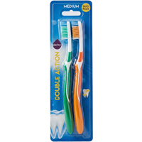 Derlon Tandenborstel Double Action Medium 2 stuks