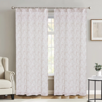 MEROPE, Transparant Gordijn van Polyester met Bloemenprint, 136x250cm, roze, 2-pack