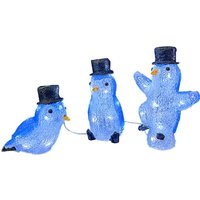 Festive Set Of 3 Lit Acrylic Penguins