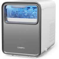 CONOPU Self-Cleaning Countertop Ice Maker, Produces 9 Ice Cubes in 6 Minutes, 12kg per 24 Hours, Compact and Quiet with Basket & Scoop, 2 Sizes of Bullet Ice for Kitchen, Camping, RV, Home