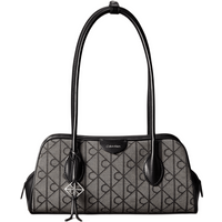 Calvin Klein Emblem Jacquard Shoulder Bag - Lotus Beige/Black AOP JQD