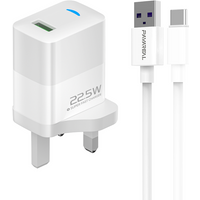 PAVAREAL K103 British Standard 22.5W Fully Compatible White Charger TYPE-C Set