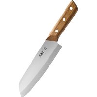 WANGMAZI Santoku Knife Food Grade 400 Series Stainless Steel Blade Multi-Purpose Kitchen Knife for Slicing Dicing Home Cooking Efficient Kitchen Essential with Acacia Wood Handle