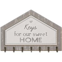Alphynix 1pc House-Shaped Key Holder, "Keys for our sweet HOME" Wall Organizer with Heart Detail, Entryway Storage Rack for Keys & Key Fobs