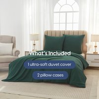Meeallhome Washed Brushed Duvet Cover Set 230*220cm/50*75cm*2 dark green