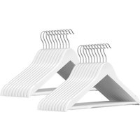Ochama White & Silver Wooden Hangers (Set of 20) – Shoulder Grooves,44.5x23x1.2cm, 360° Swivel Hook, Anti-Slip Trouser Bar – Perfect for Suits, Shirts & Coats