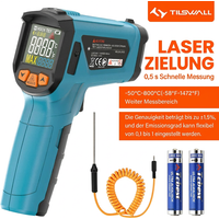 TILSWALL Infraroodthermometer (niet voor mensen) -50°C tot 800°C TILSWALL IR digitale lasertemperatuurmeter met LCD-scherm voor koken/barbecue/pizzaoven/vriezer/industrie