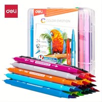 Deli Dubbelgepunte Aquarelmarkers, Kunstbenodigdheden, Verschillende Kleuren, Set van 24 Kleuren