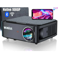 Wimius K1 Projector,FHD 1080P 1200ANSI Lumens,300Inch Large Screen,4K Support,Home Cinema Video,Compatible with Fire Stick,Smartphone,PS5,Vertical+Horizontal+Keystone correction,Dual HiFi Stereo Audio