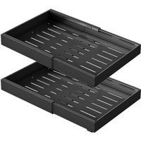 VIVREAL Extendable Storage Rack – 2 Black Small Drill-free Pull-out Basket, Stainless Steel, Adjustable 12.6–20.5 in, Easy Installation, S32B*2, New Year Sale , Top gift picks