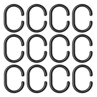 Croydex Shower Curtain Rings C Shape Black 12pcs