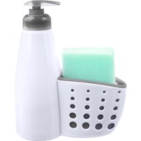 Alpina Zeepdispenser met Sponshouder - Wit/Grijs, 15 x 7 x 20 cm