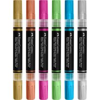 Faber-Castell acryl marker set - zwarte editie, 6 stuks, metallic kleuren
