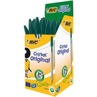 Bic Cristal Original Medium Ballpoint Pen Green, Pack of 50