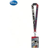 Disney Mickey Mouse Lanyard Kaarthouder Officieel Gelicenseerd Rood Met Witte Stippen Denim Thema Film Anime Personage ID Houder Accessoire Cadeau
