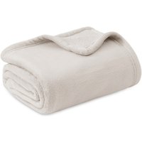 Bedsure Flanellen deken - effen natuurlijk - 130 x 150 cm - 1 stuk - 100% polyester
