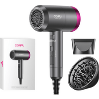 CONFU Hogesnelheids haardroger 3127 grijs, 2 W RPM 1800 W vermogen, Hooggeconcentreerde negatieve ionen, 2 mondstukken, Sneldrogend