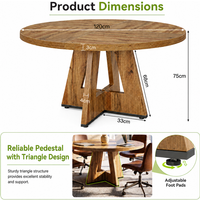 Tribesigns Round Dining Table, 120 cm Kitchen Table for 4 People, Farmhouse Round Table for Home Dining Room Living Room (Only Table)