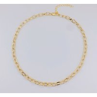 14-Inch Women's 18K Gold Plated Chunky Link Chain Necklace